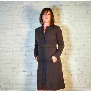 1960s Couture Wool Dress Long Sleeve Sexy Sheath